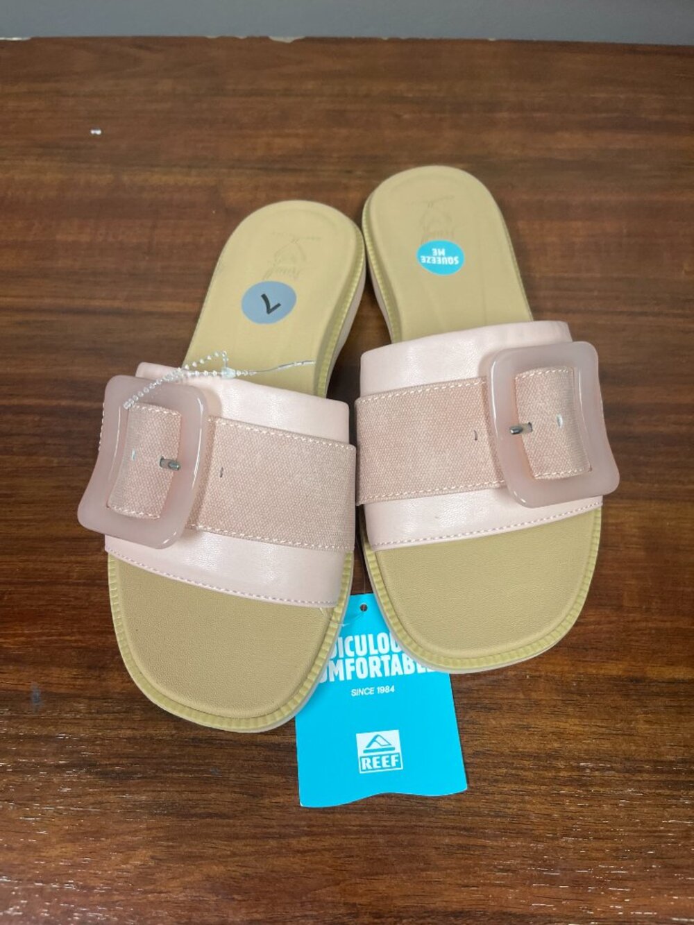 Reef Cushion Comfort Lana Buckle Slide Cameo Rose Womens Size 7